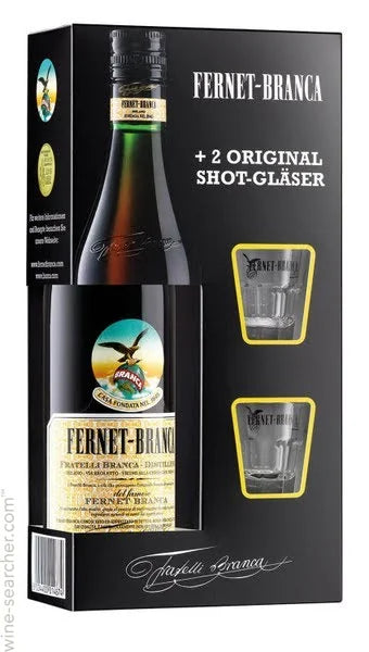 Fernet Branca Liqueur with 2 Glasses