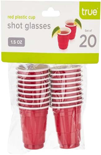 Shot Glass Red Plastic 20Pk