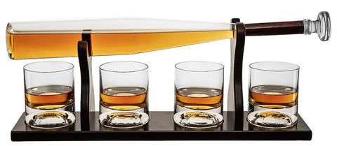 Baseball Bat Decanter With 4 Glasses