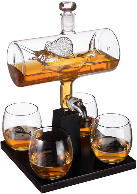 Fish Decanter With 4 Glasses